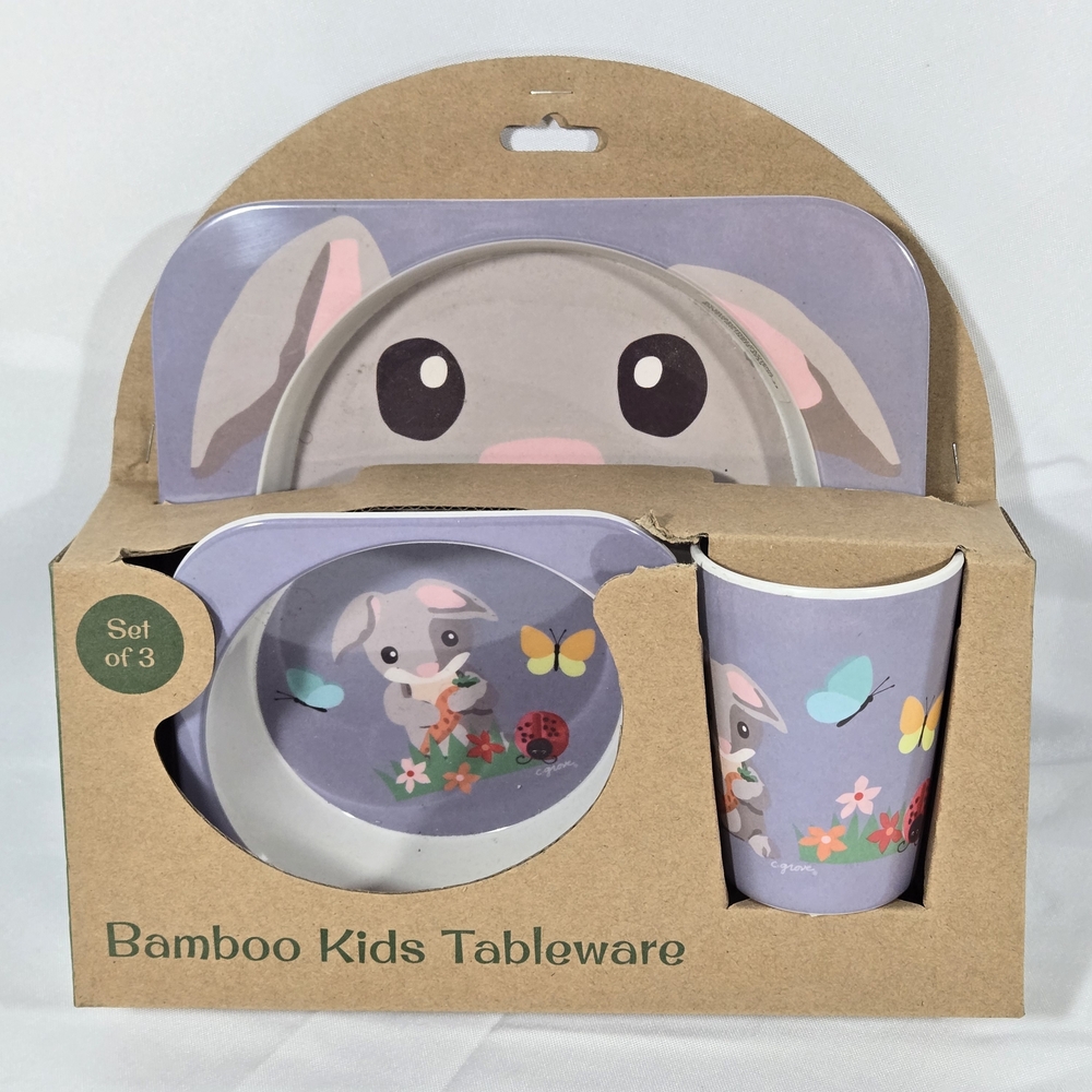 Kids Tableware Set Plate Bowl Cup Bunny Rabbit Butterfly Ladybug Flowers Rare